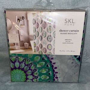 Filigree Medallion Shower Curtain - Purple and Green
